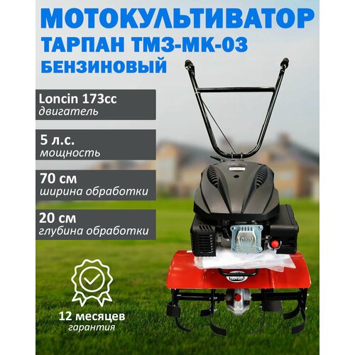 Мотокультиватор бензиновый Тарпан ТМЗ-МК-03 с двигателем Loncin 173cc, мощность 5 л. с, объем 173 куб. см