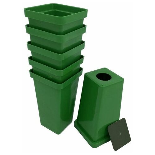 Стаканчик для рассады 7 см 0.3 л пластик зеленый 6 шт