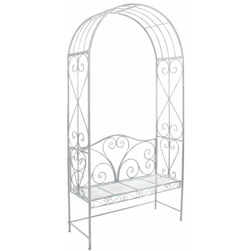 Edelman, Садовая скамейка с аркой для растений ажурный прованс, металлическая, белая, 116х230 см 1042293