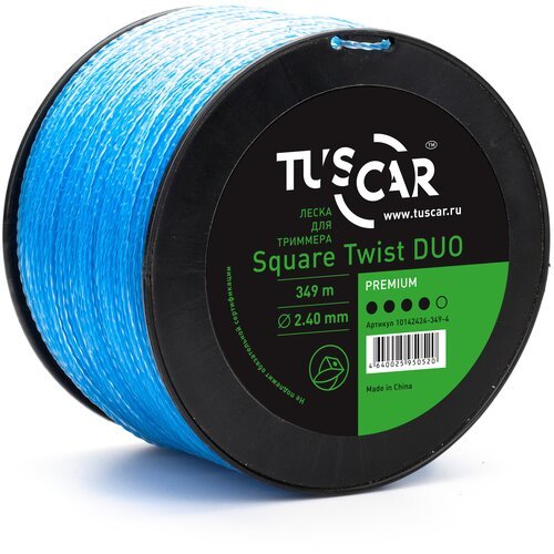 Леска для триммера TUSCAR Square Twist DUO Premium, 2.40мм* 349м