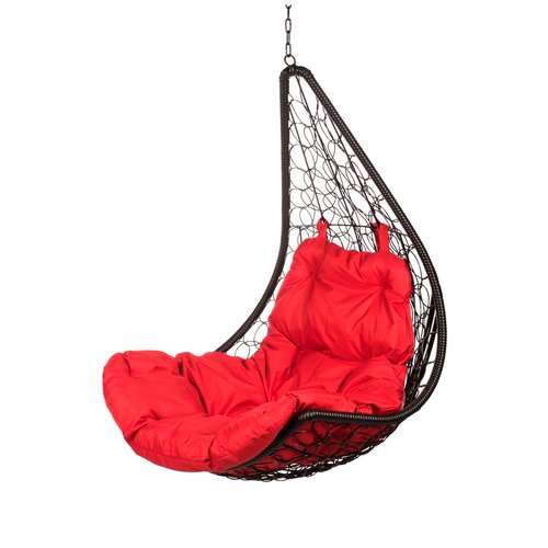 Подвесное кресло из ротанга 'Wind BlackBS' Красная подушка