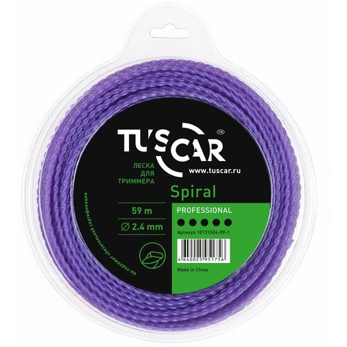 Леска для триммера TUSCAR Spiral Professional, 2.40мм* 59м