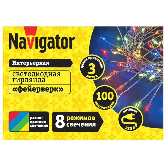 гирлянда NAVIGATOR NGF-D039-01 нить фейерверк RGBY 3м IP20