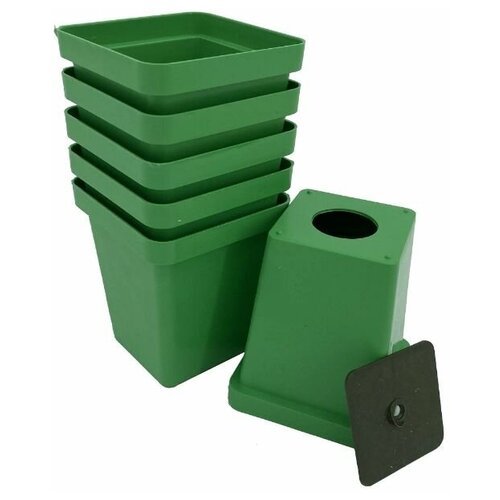 Стаканчик для рассады 7 см 0.2 л пластик зеленый 6 шт