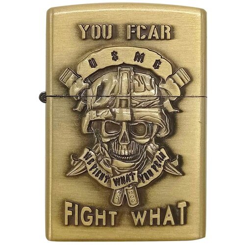 Зажигалка Череп USMC We Fight What You Fear бензиновая