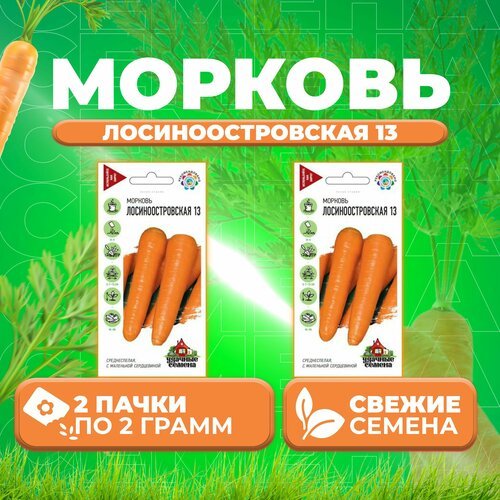 Морковь Лосиноостровская 13, 2,0г, Удачные семена (2 уп)