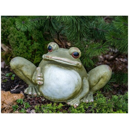 Садовая фигура 'Довольная лягушка', магнезия, зелёная, 55х30х31 см, Kaemingk