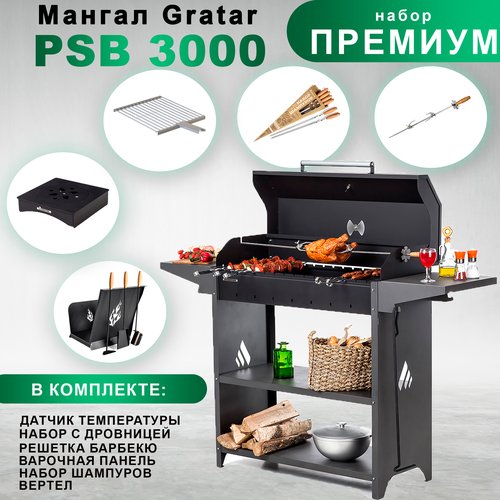 Гриль на дровах Gratar Professional Standart BBQ, PSB 3000 с набором 'Премиум'