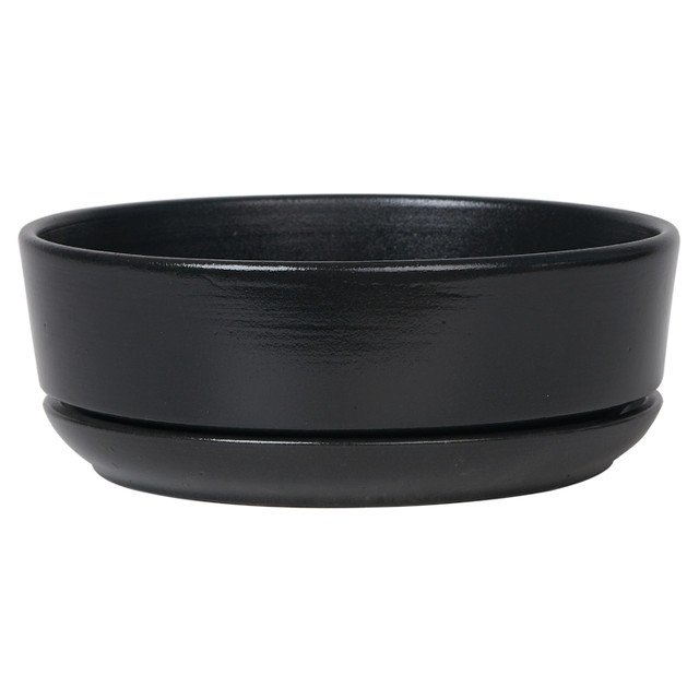 горшок керамический с поддоном Огма 1л d18см h6,5см бонсай черный