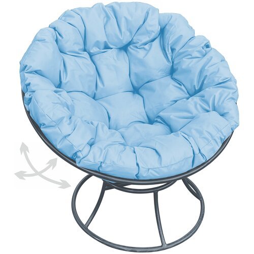 Кресло садовое M-Group папасан пружинка серое, голубая подушка