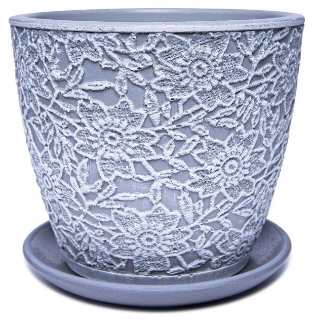 Горшок Лютик керамический светло-серый 21 см