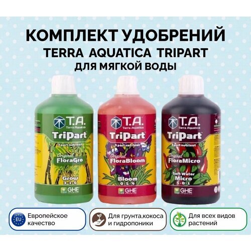 Terra Aquatica TriPart SW (0.5л). Комплект базовых удобрений для мягкой воды.