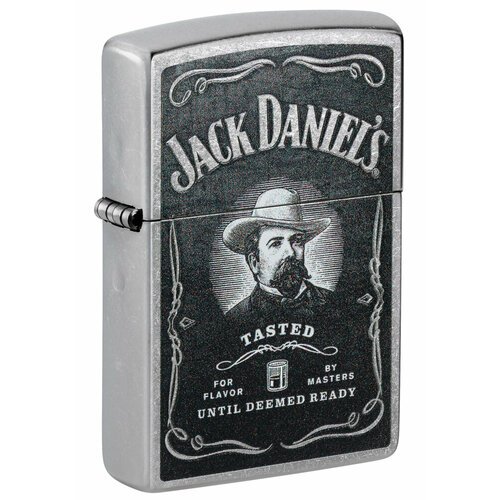 Зажигалка кремниевая 'Jack Daniels' с покрытием Street Chrome, серебристая, Zippo, 48748