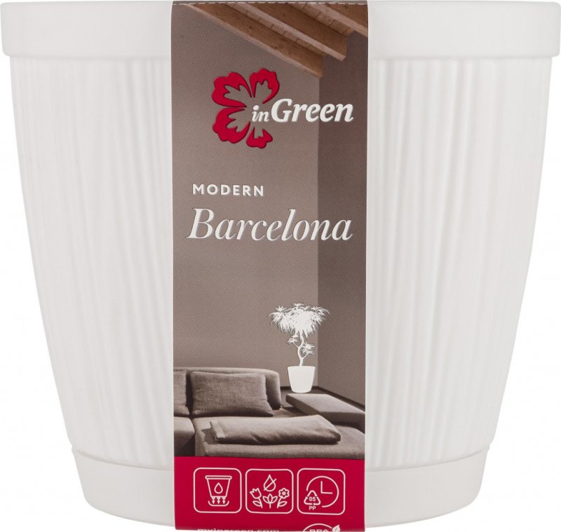 Горшок для цветов 'InGreen' Barcelona белый 6,5л