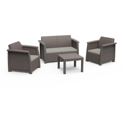 Комплект мебели KETER Toledo set (диван, 2 кресла, стол), капучино
