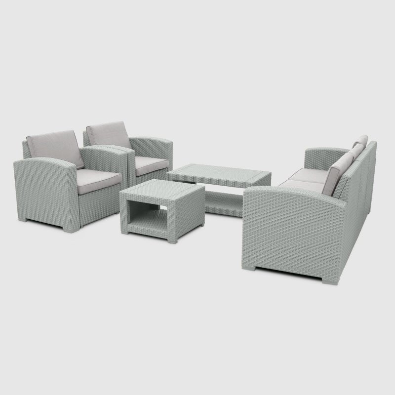 Комплект LF стол+софа 3-х местная+2 кресла+тумбочка серый (SF-C-G-A15050/SF-3-G-A15050)