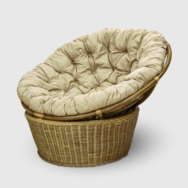 Кресло-папасан Rattan grand wicker brown с подушками