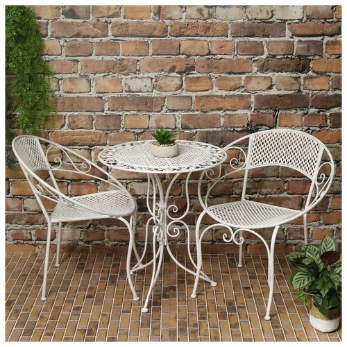 Edelman Комплект садовой мебели Триббиани: 1 стол + 2 кресла, белый 1023733