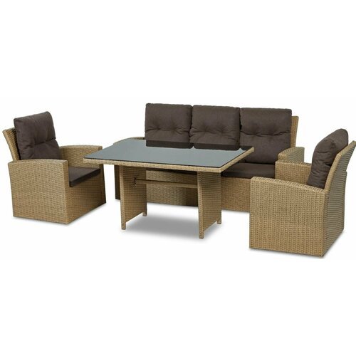 Набор мебели Соренто Premium / Комплект мебели для сада: обеденный стол, диван, 2 кресла, подушки в комплекте