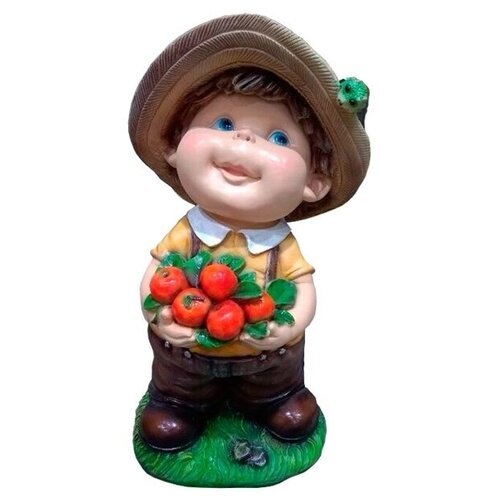 Фигура садовая декоративная Мальчик с яблоками, 24*21*46 см KSMR-626643/F523