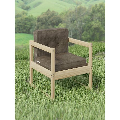 Садовое кресло с подушками 75х70х75 массив сосны / кресло садовое / кресло для отдыха на природе / кресло деревянное