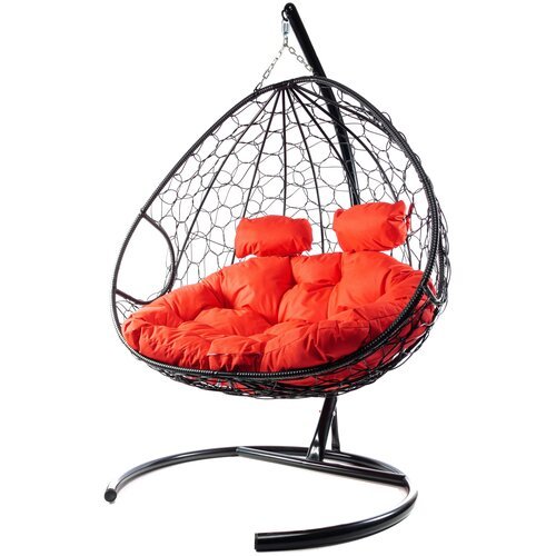 Подвесное кресло m-group для двоих серое, оранжевая подушка
