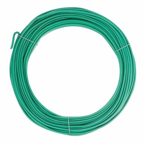 СИБРТЕХ Проволока для подвязки, стальная в ПВХ (зеленый) 25 м, внутр. 1,6 мм / внеш. 3 мм Сибртех, ( 64380 )
