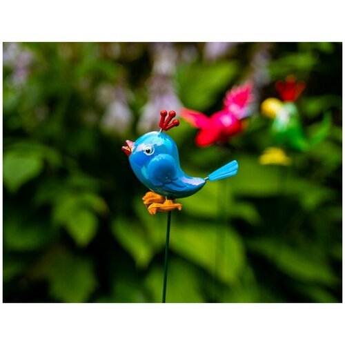 Садовый штекер яркий птах, голубой, пластик, 12x10x6 см, высота 60 см, Kaemingk 808197-голубой