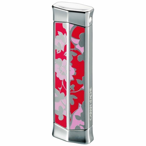 Зажигалка газовая CARAN d'ACHE CD 02 Rhodium Flower Pink