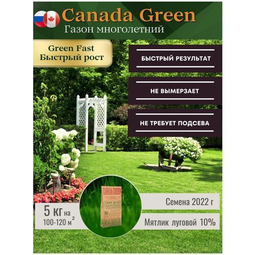 Газонная трава семена 5 кг Canada Green Fast