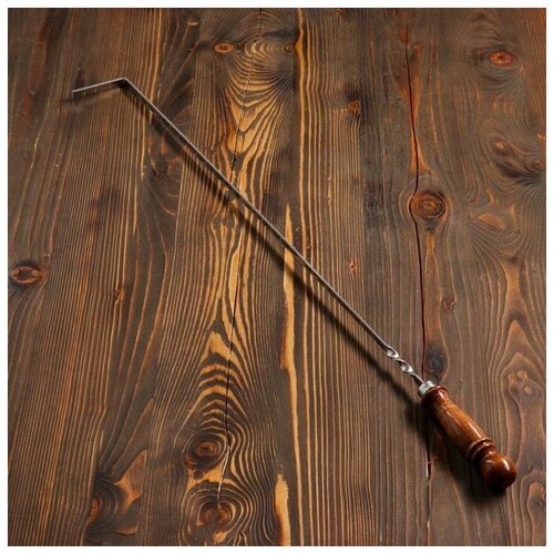 Кочерга узбекская с деревянной ручкой, с узором, 60/1 см, полная длина 82 см, сталь 3 мм