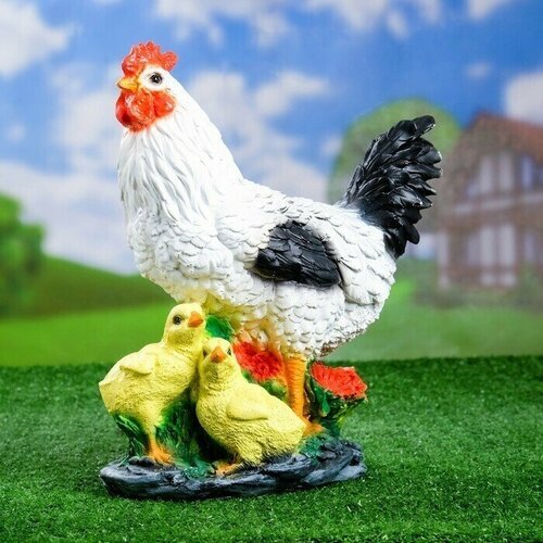 Садовая фигура 'Курица с цыплятами' 17х25х33см