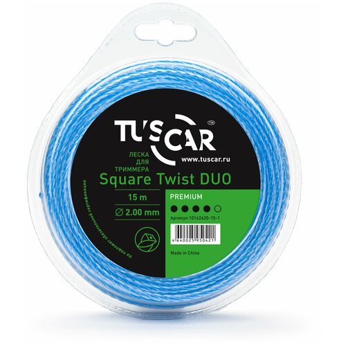 Леска для триммера TUSCAR Square Twist DUO Premium, 2.00мм* 15м