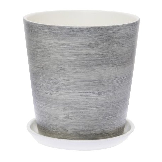 горшок керамический с поддоном Эбен 2,6л d18см h18,5см конус серый