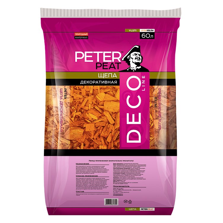 Щепа декоративная оранжевая 60 л Peter Peat