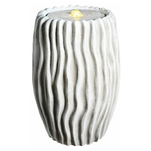 Декоративный садовый фонтан-вазон 'Фессалия', искусственный камень, белый, тёплая белая LED-подсветка, 54х38 см, Kaemingk (Lumineo)