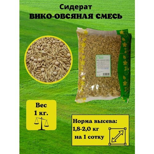 Вика-овес, Сидерат вико-овсянная смесь, семена сидераты 1 кг